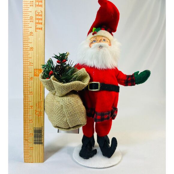 New Annalee Dolls 9" Mountain Santa Claus Felt Outfit Burlap Sack Painted Face - Picture 6 of 6
